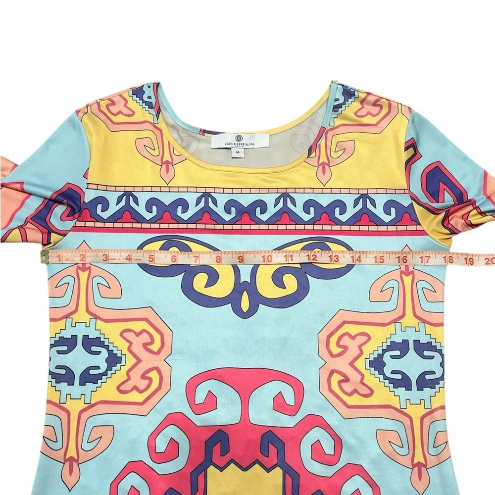 JEAN-PIERRE KLIFA PARIS colorful 3/4 sleeve DAPHNE dress grecian size MEDIUM - Picture 6 of 8